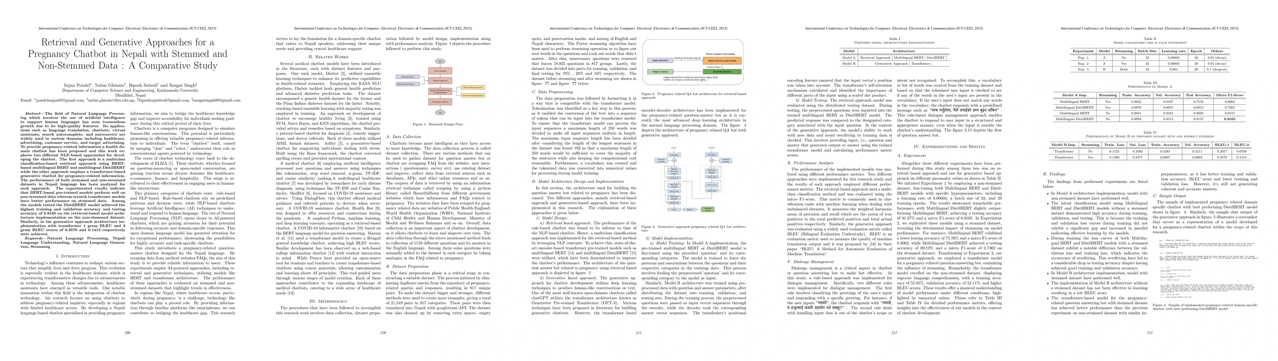 Thumbnail for Retrieval and Generative Approaches for a Pregnancy Chatbot in Nepali
  with Stemmed and Non-Stemmed Data : A Comparative Study
