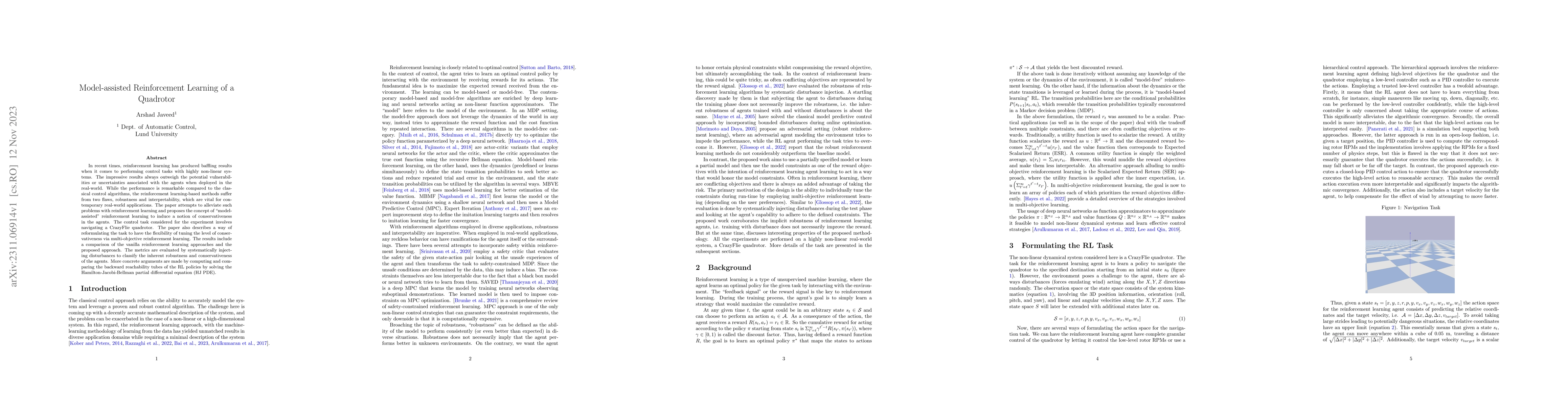 Thumbnail for Model-assisted Reinforcement Learning of a Quadrotor