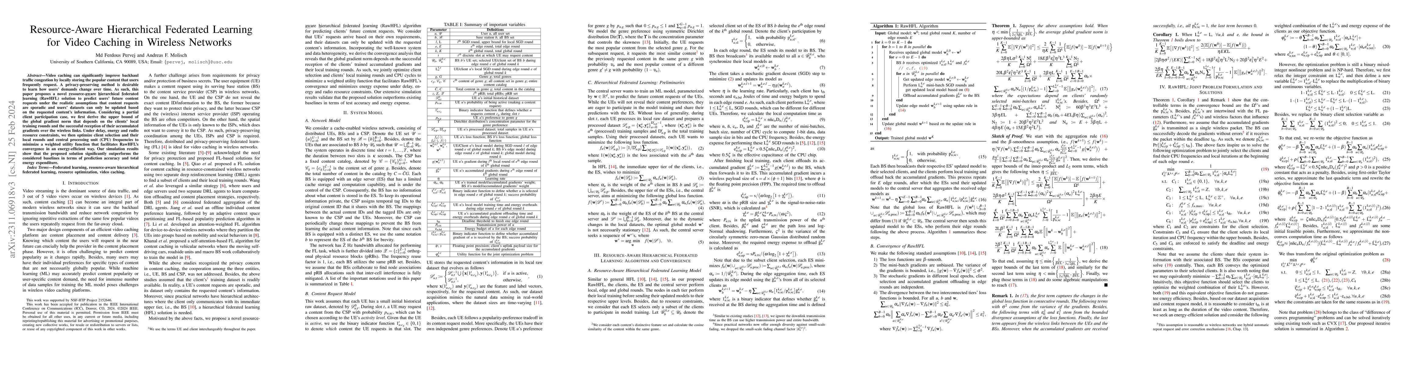 Thumbnail for Resource-Aware Hierarchical Federated Learning for Video Caching in
  Wireless Networks