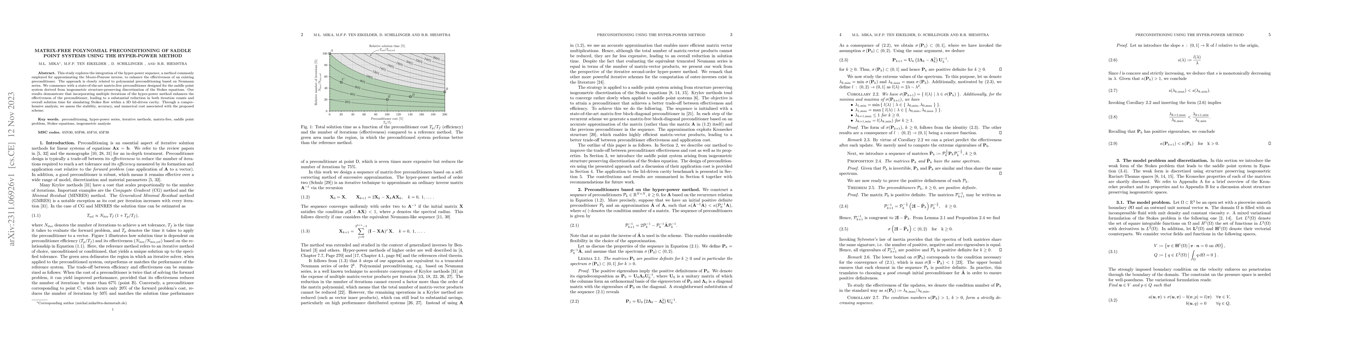 Thumbnail for Matrix-free polynomial preconditioning of saddle point systems using the
  hyper-power method