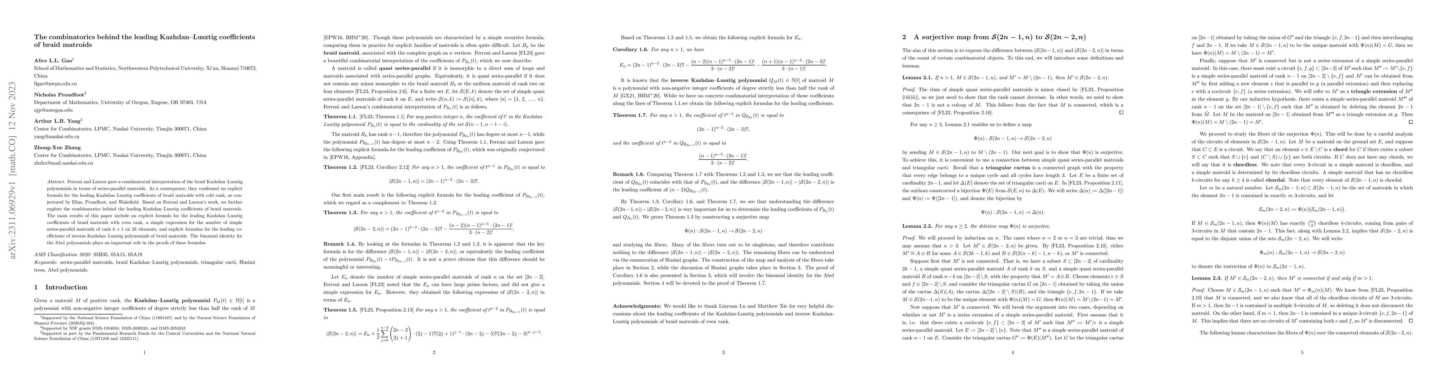 Thumbnail for The combinatorics behind the leading Kazhdan-Lusztig coefficients of
  braid matroids