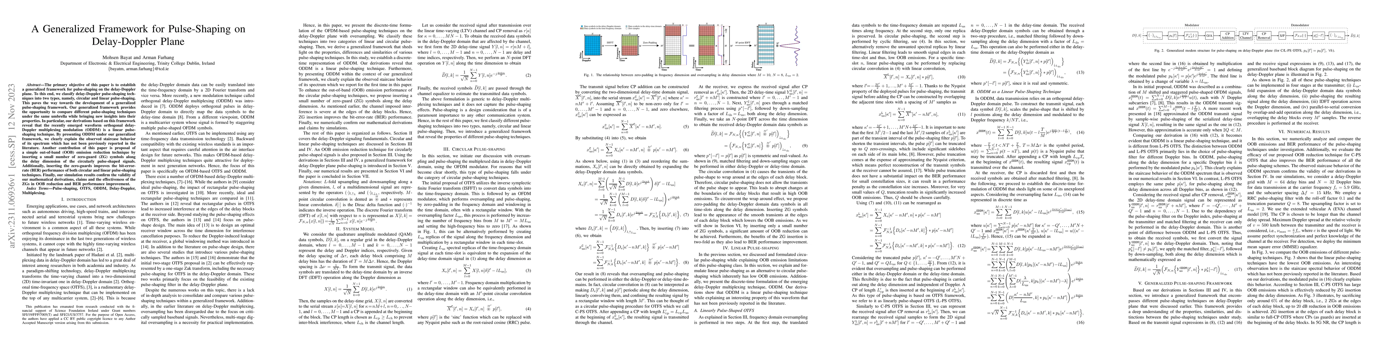 Thumbnail for A Generalized Framework for Pulse-Shaping on Delay-Doppler Plane