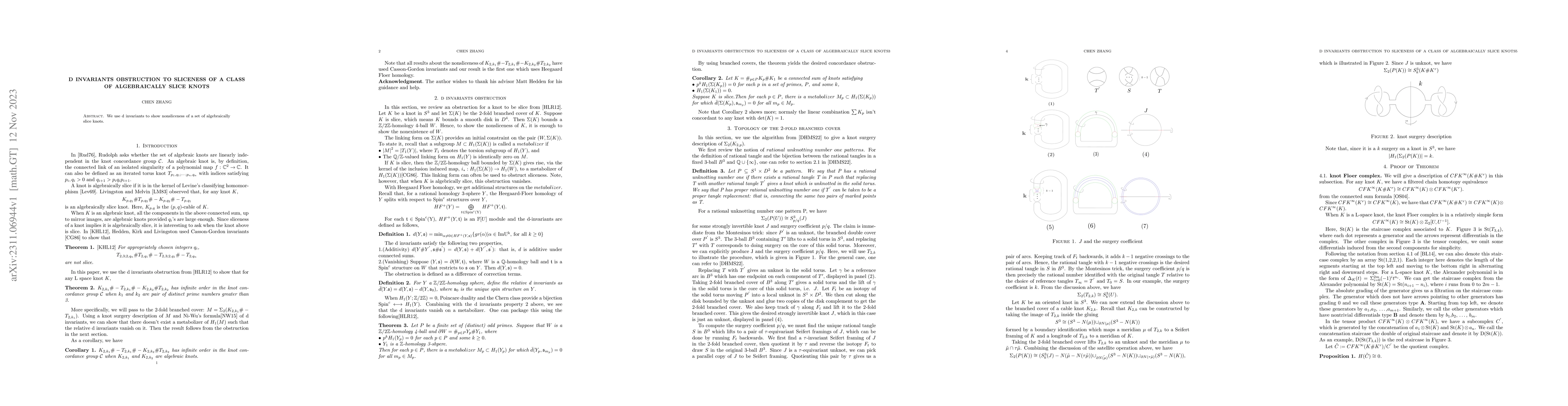 Thumbnail for D invariants obstruction to sliceness of a class of algebraically slice
  knots