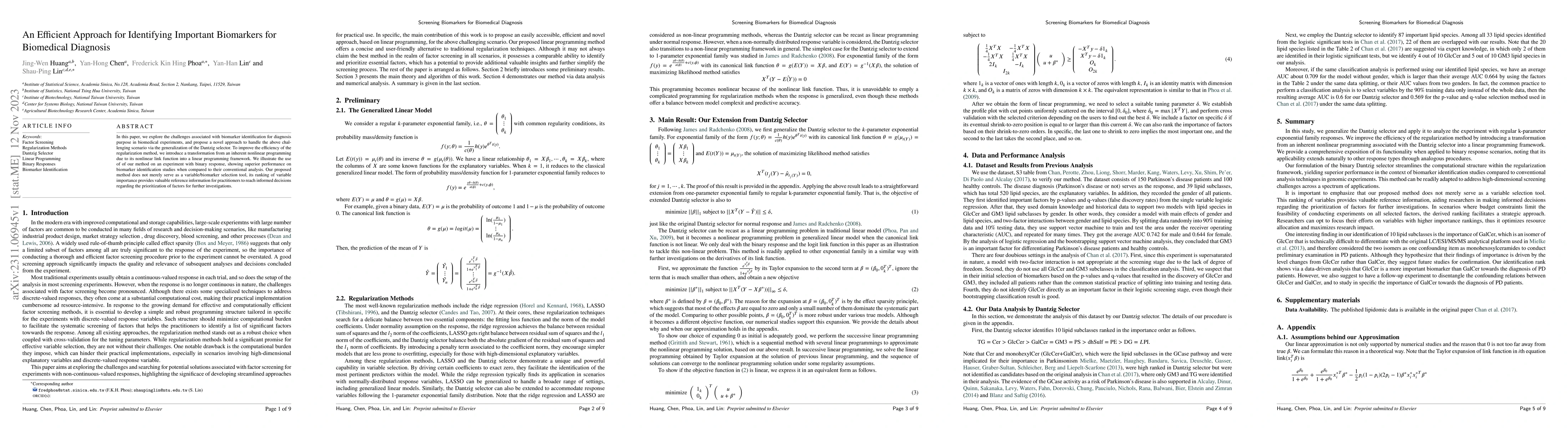 Thumbnail for An Efficient Approach for Identifying Important Biomarkers for
  Biomedical Diagnosis