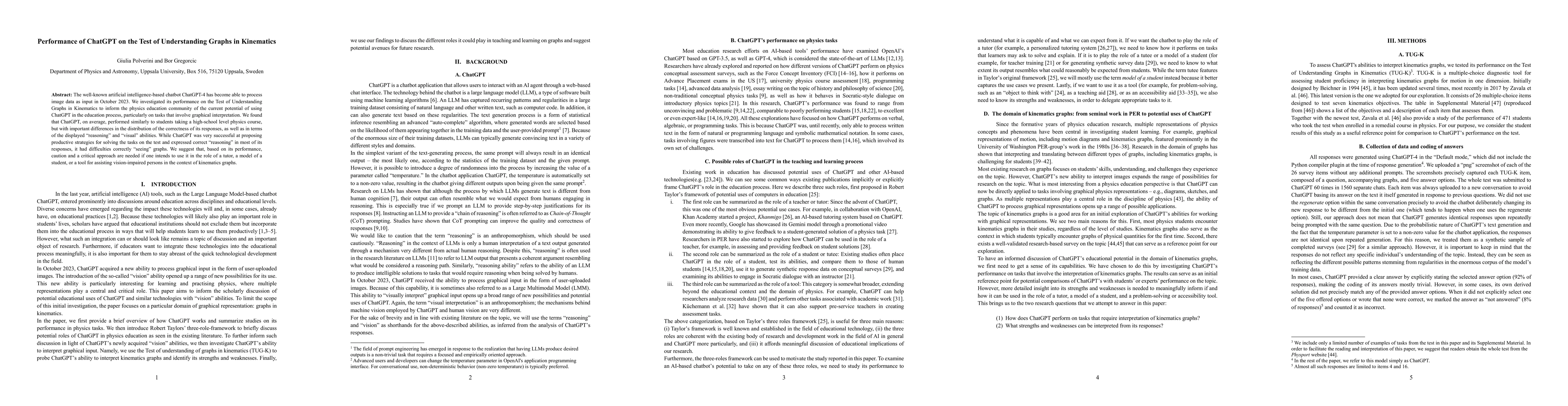 Thumbnail for Performance of ChatGPT on the Test of Understanding Graphs in Kinematics