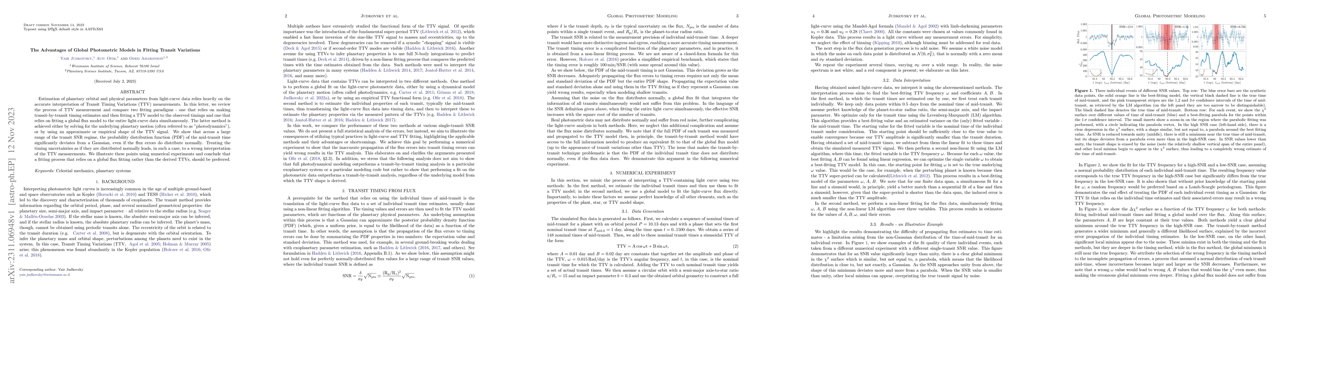 Thumbnail for The Advantages of Global Photometric Models in Fitting Transit
  Variations