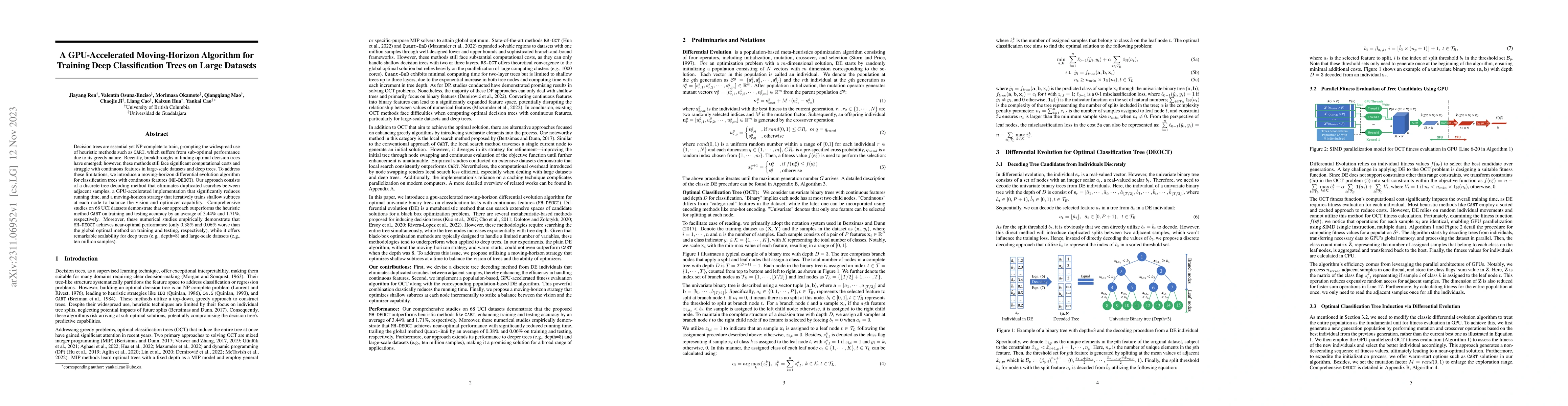 Thumbnail for A GPU-Accelerated Moving-Horizon Algorithm for Training Deep
  Classification Trees on Large Datasets