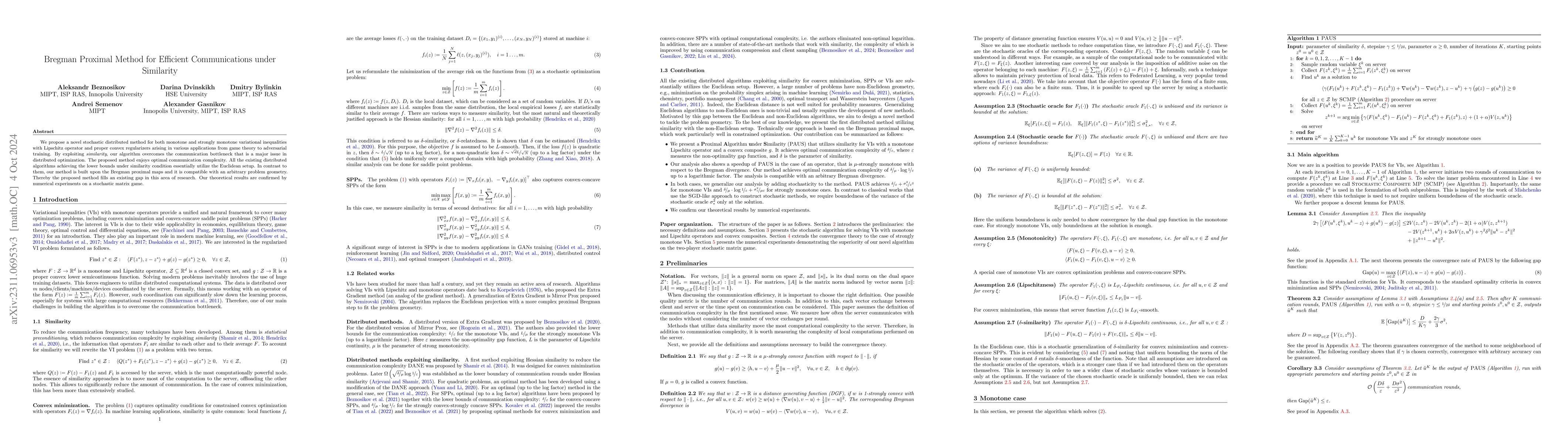 Thumbnail for Bregman Proximal Method for Efficient Communications under Similarity