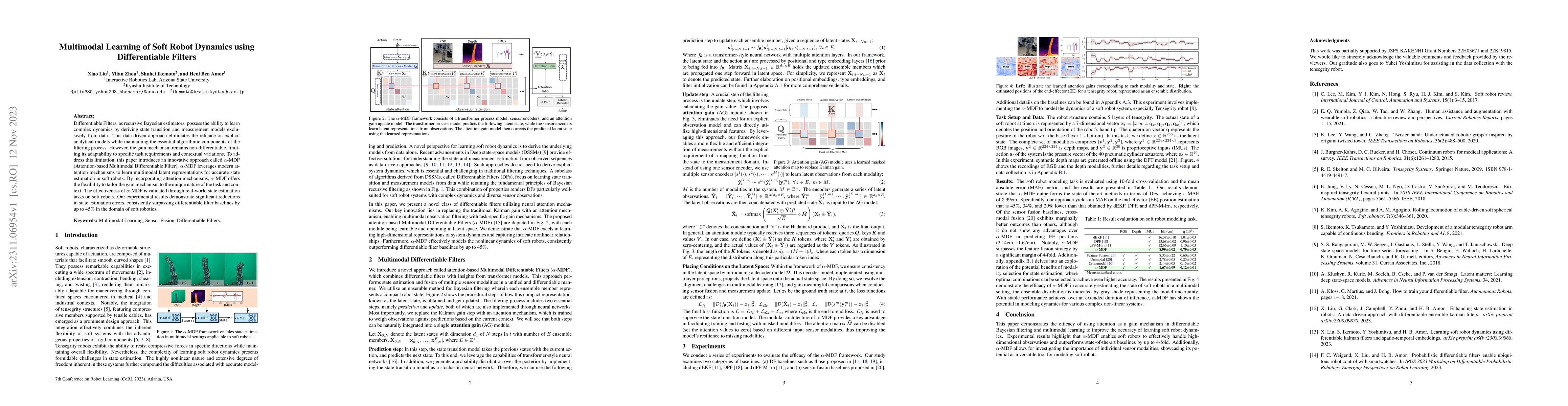 Thumbnail for Multimodal Learning of Soft Robot Dynamics using Differentiable Filters