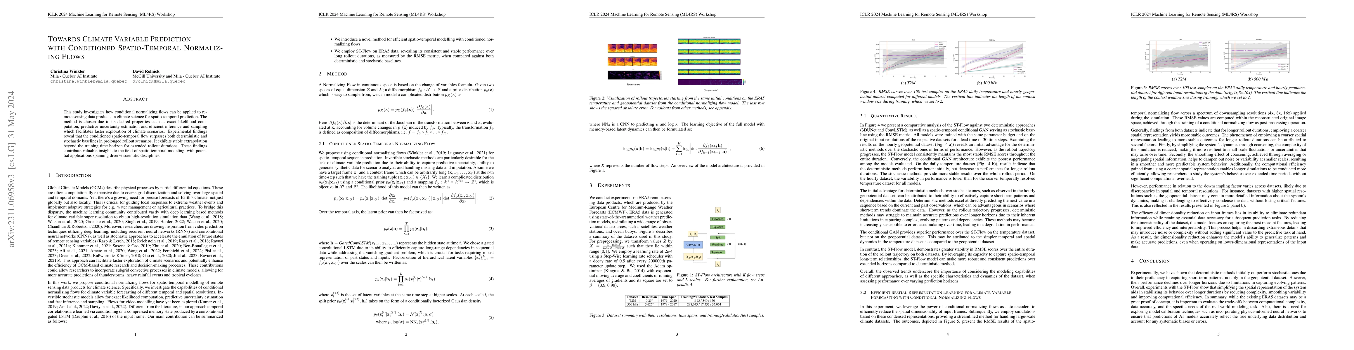 Thumbnail for Towards Climate Variable Prediction with Conditioned Spatio-Temporal
  Normalizing Flows