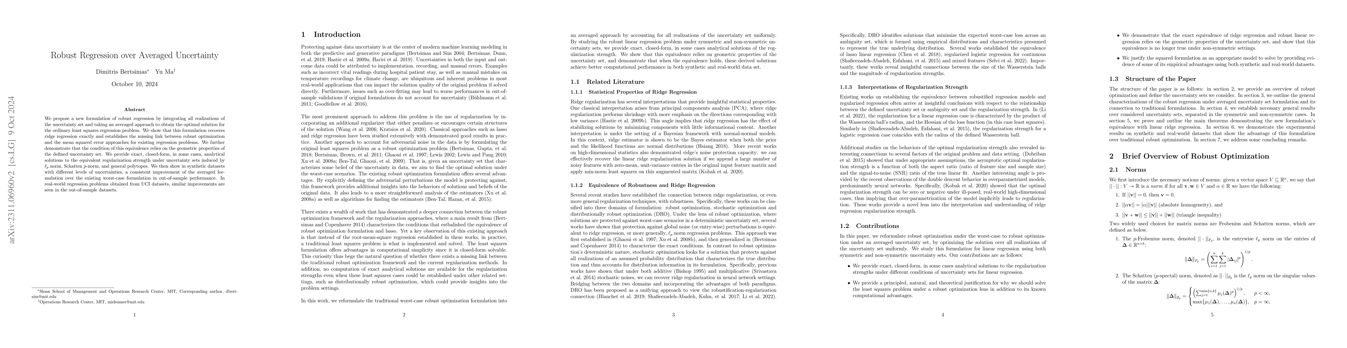 Thumbnail for Robust Regression over Averaged Uncertainty