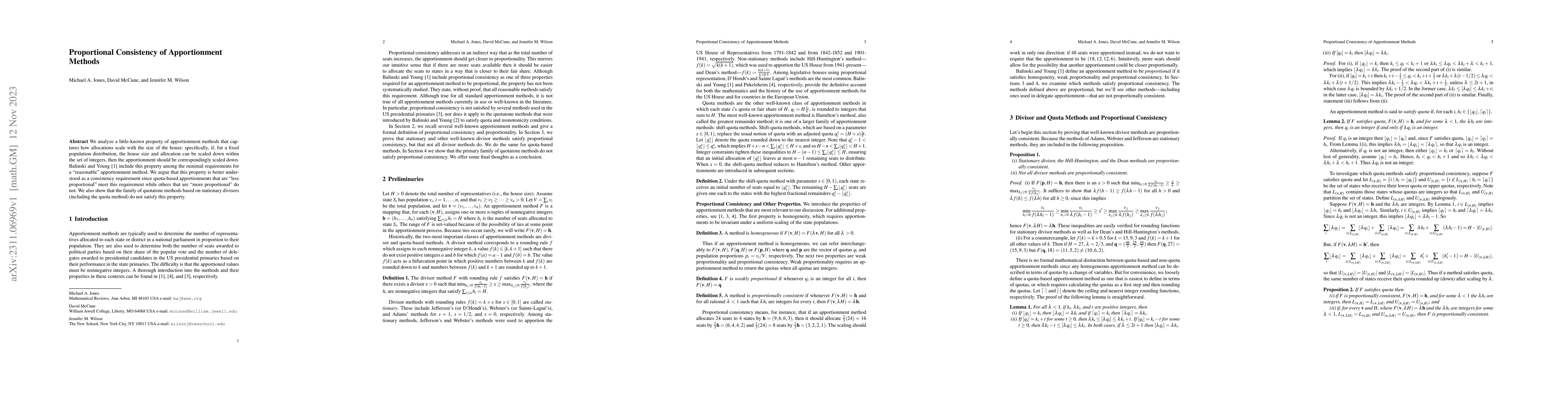Thumbnail for Proportional Consistency of Apportionment Methods