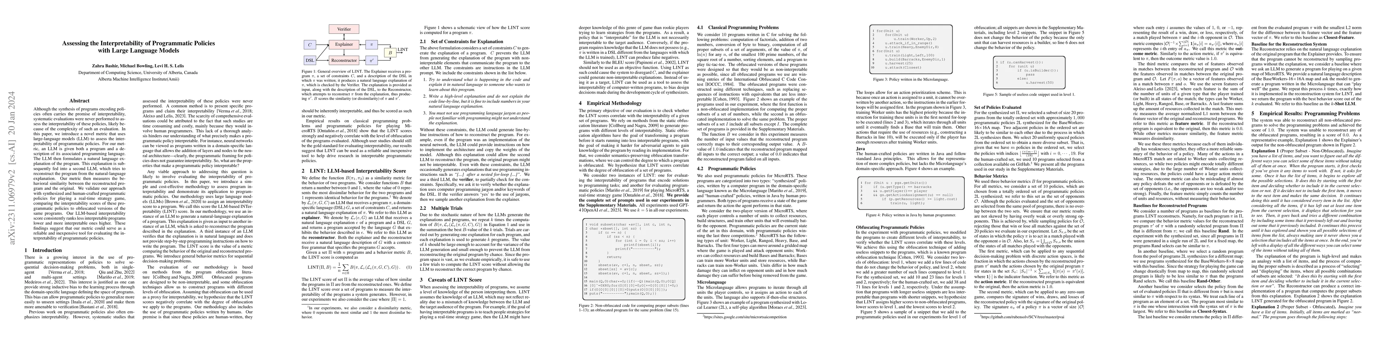 Thumbnail for Assessing the Interpretability of Programmatic Policies with Large
  Language Models
