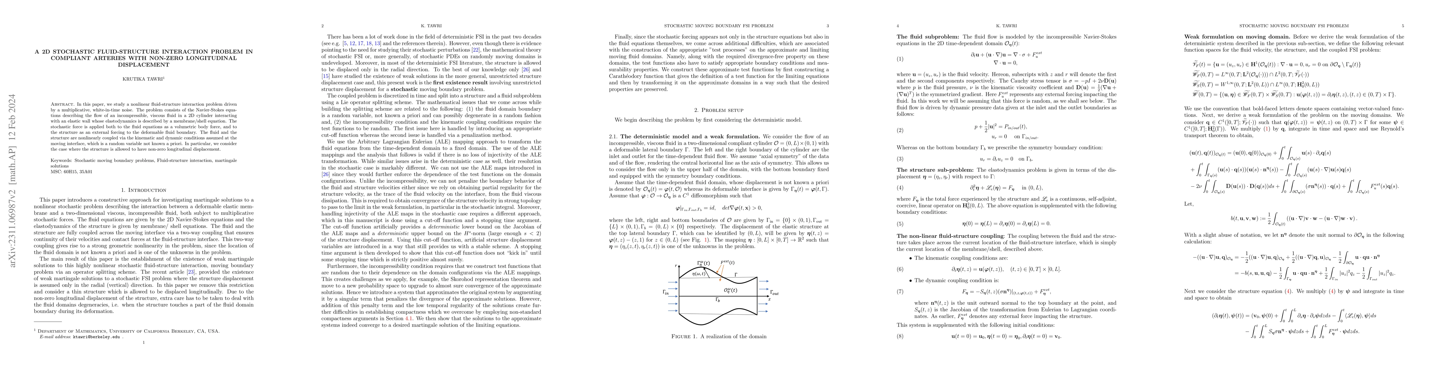 Thumbnail for A 2D stochastic fluid-structure interaction problem in compliant
  arteries with non-zero longitudinal displacement