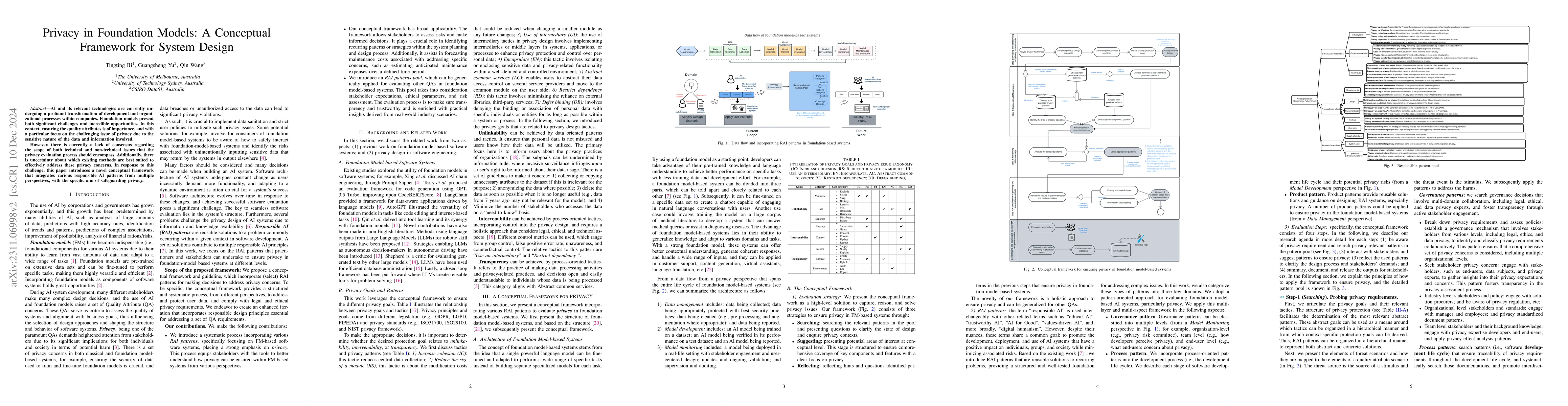 Thumbnail for The Privacy Pillar -- A Conceptual Framework for Foundation Model-based
  Systems