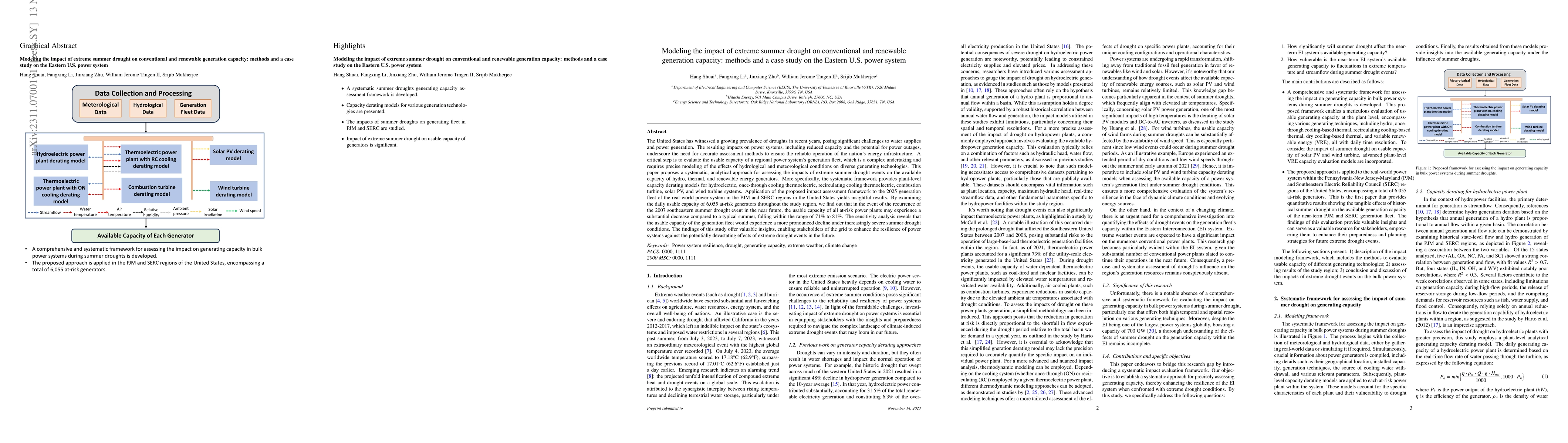 Thumbnail for Modeling the impact of extreme summer drought on conventional and
  renewable generation capacity: methods and a case study on the Eastern U.S.
  power system