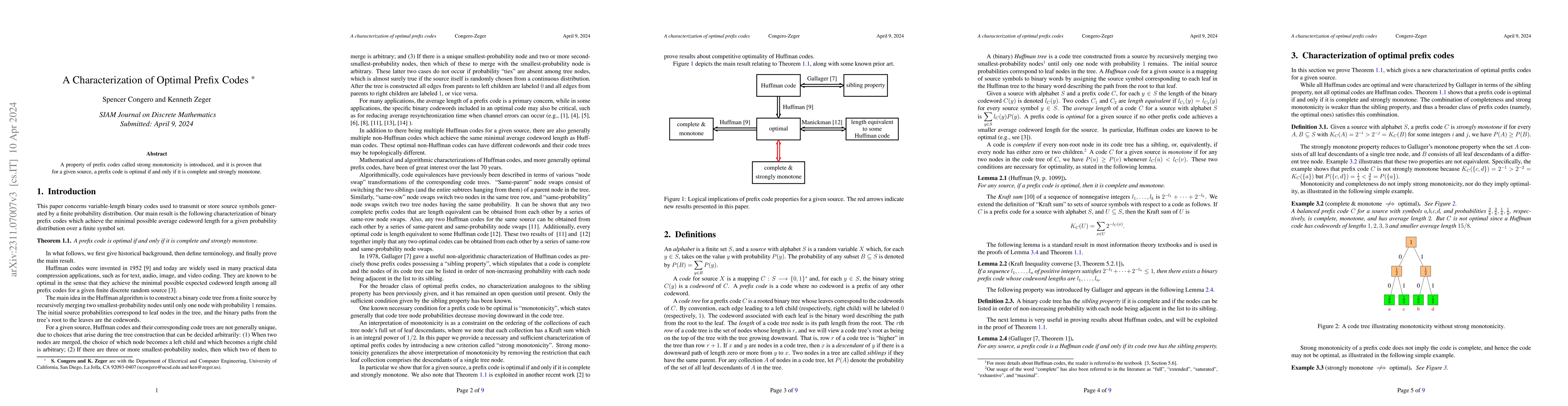 Thumbnail for A Characterization of Optimal Prefix Codes