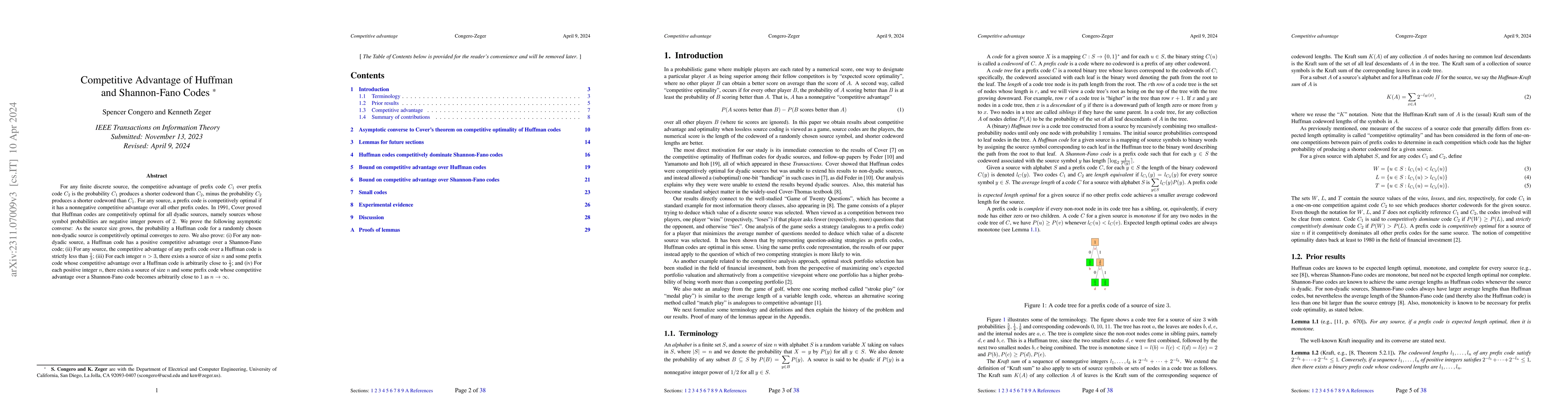 Thumbnail for Competitive Advantage of Huffman and Shannon-Fano Codes