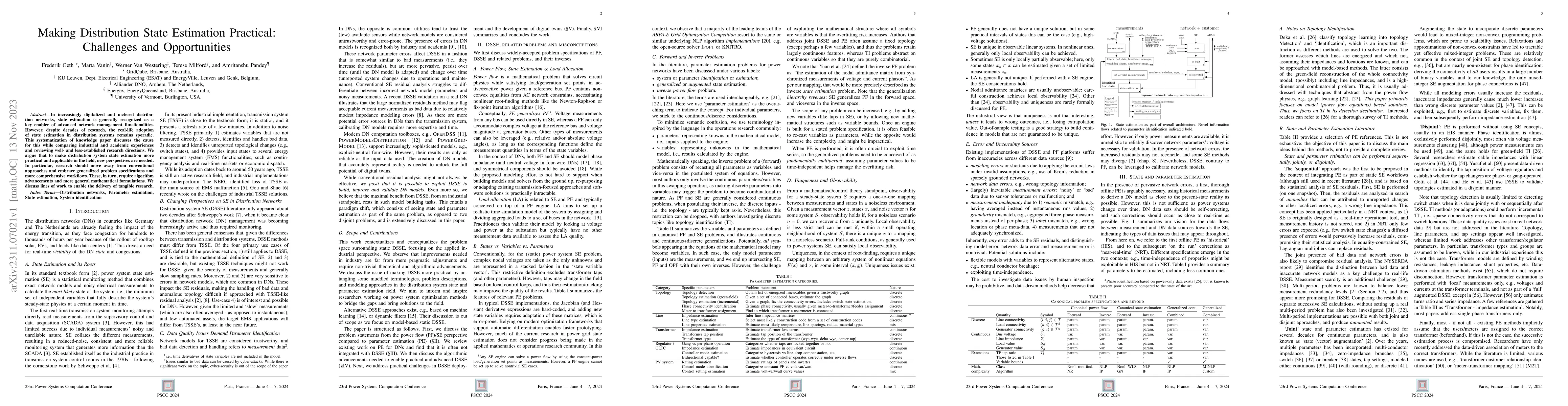 Thumbnail for Making Distribution State Estimation Practical: Challenges and
  Opportunities