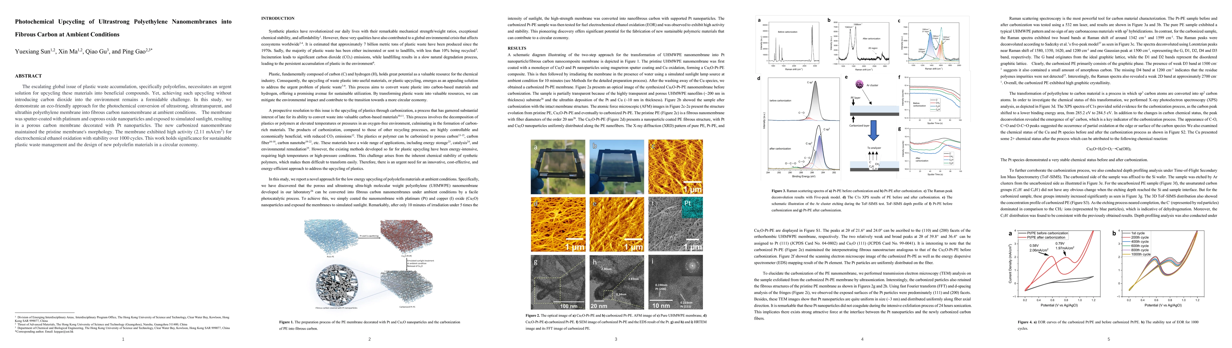 Thumbnail for Photochemical Upcycling of Ultrastrong Polyethylene Nanomembranes into
  Fibrous Carbon at Ambient Conditions