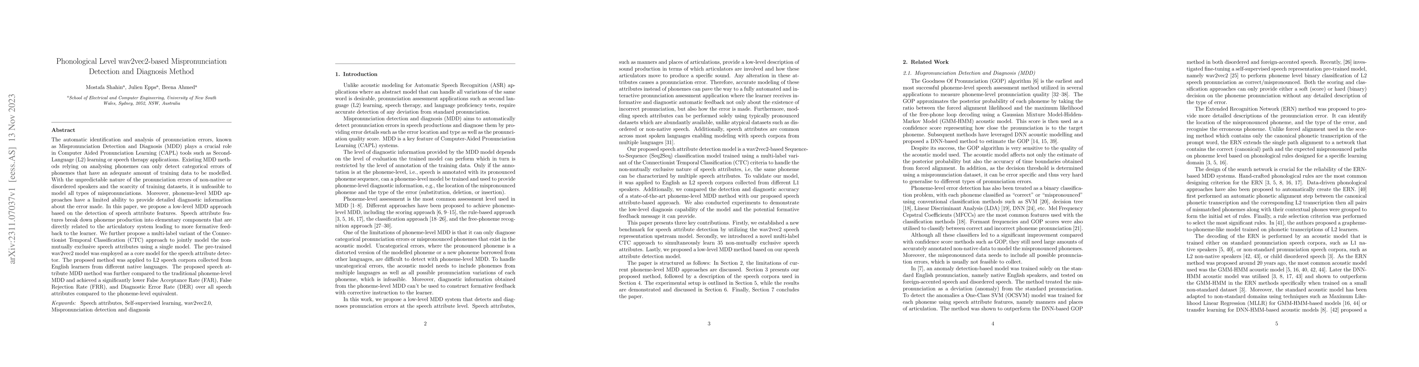 Thumbnail for Phonological Level wav2vec2-based Mispronunciation Detection and
  Diagnosis Method