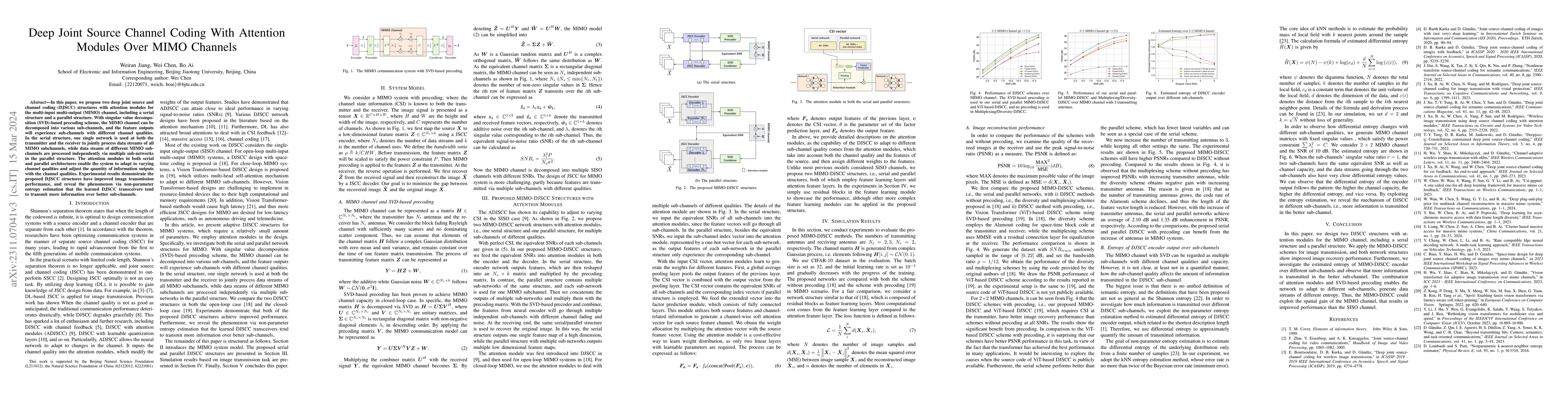 Thumbnail for Deep Joint Source Channel Coding With Attention Modules Over MIMO
  Channels
