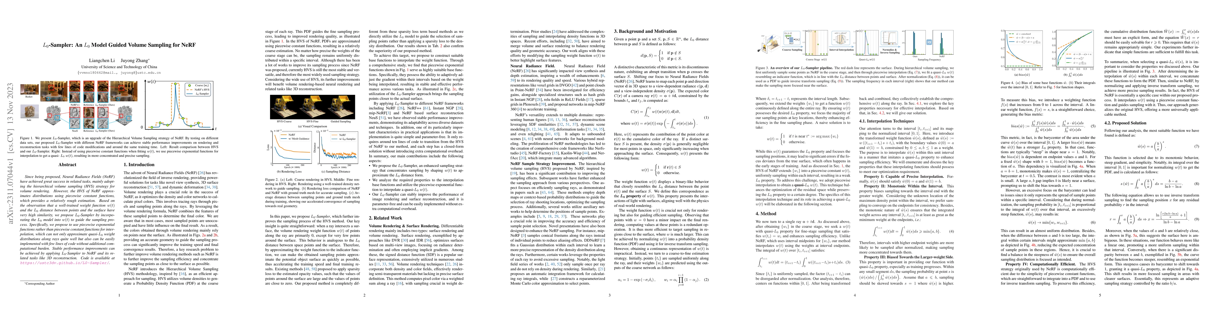 Thumbnail for $L_0$-Sampler: An $L_{0}$ Model Guided Volume Sampling for NeRF