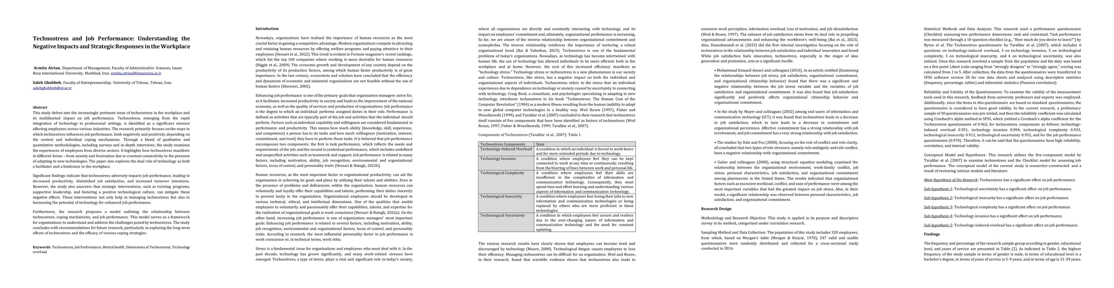 Thumbnail for Technostress and Job Performance: Understanding the Negative Impacts and
  Strategic Responses in the Workplace