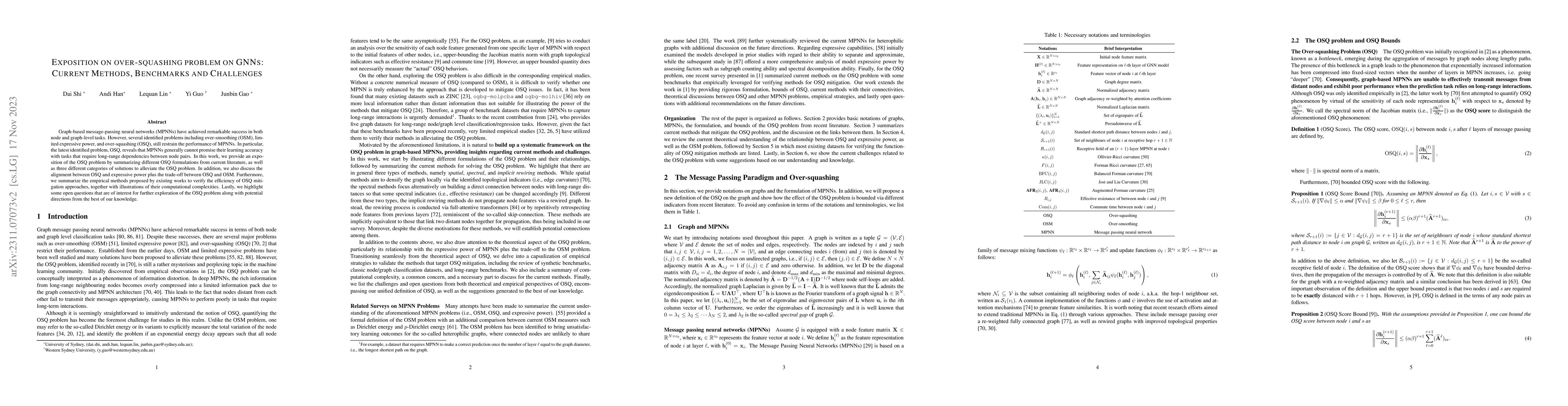 Thumbnail for Exposition on over-squashing problem on GNNs: Current Methods,
  Benchmarks and Challenges
