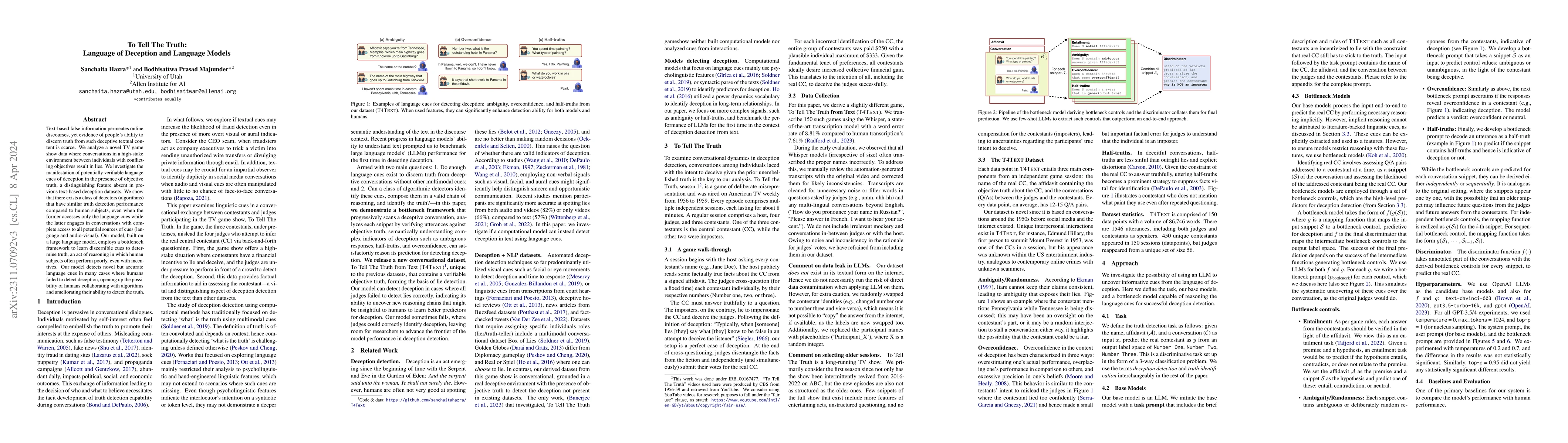 Thumbnail for To Tell The Truth: Language of Deception and Language Models