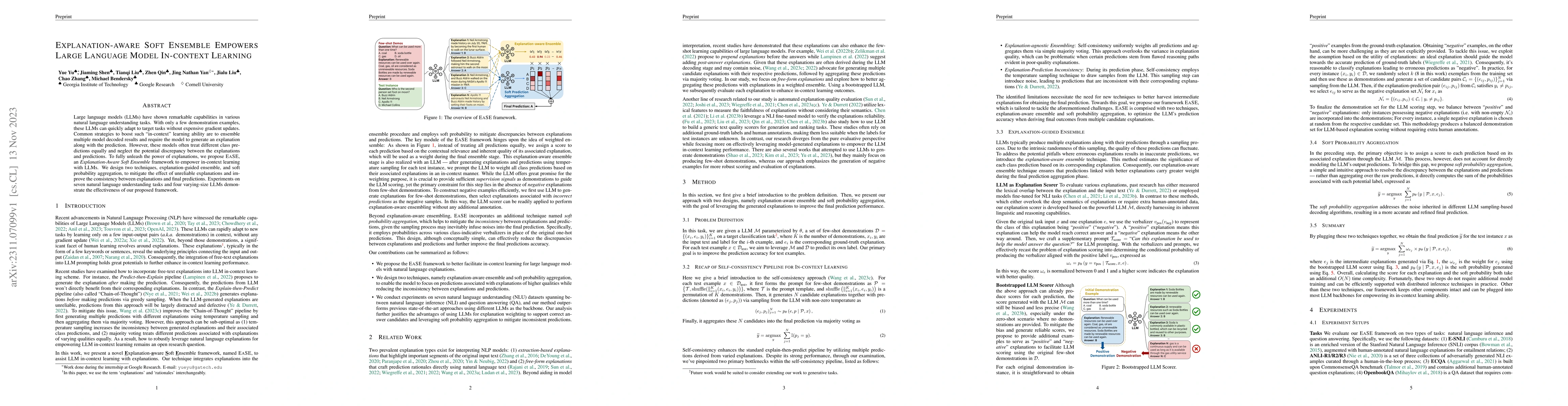 Thumbnail for Explanation-aware Soft Ensemble Empowers Large Language Model In-context
  Learning