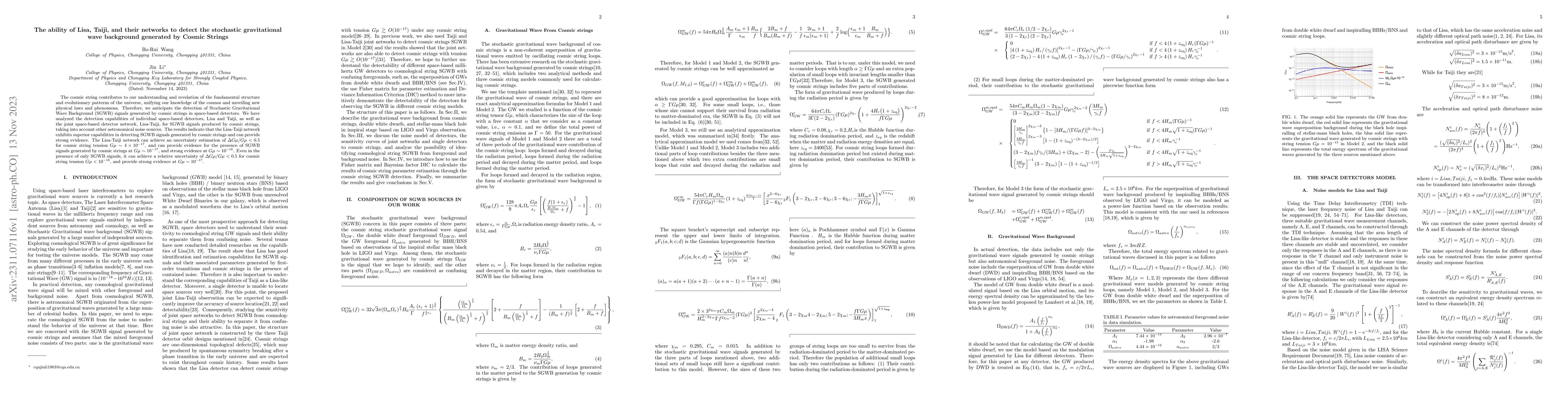 Thumbnail for The ability of Lisa, Taiji, and their networks to detect the stochastic
  gravitational wave background generated by Cosmic Strings