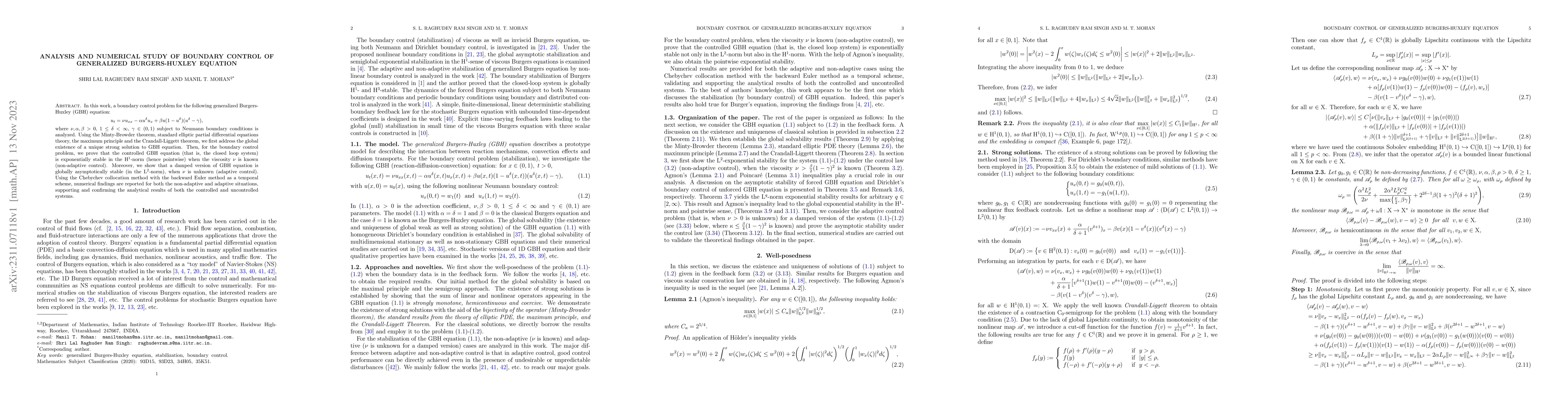 Thumbnail for Analysis and Numerical Study of Boundary control of generalized
  Burgers-Huxley equation
