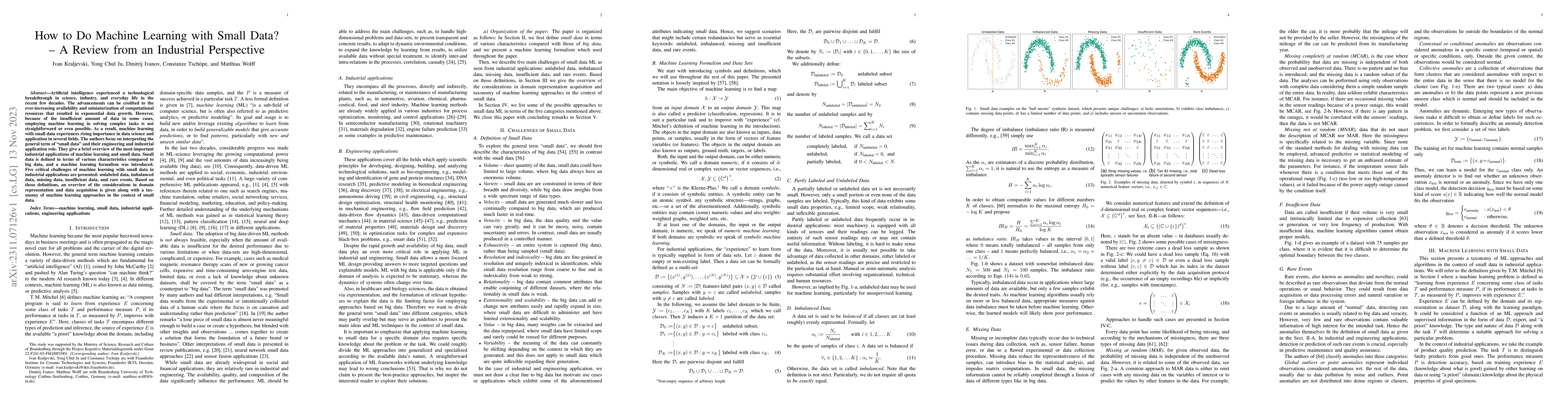 Thumbnail for How to Do Machine Learning with Small Data? -- A Review from an
  Industrial Perspective