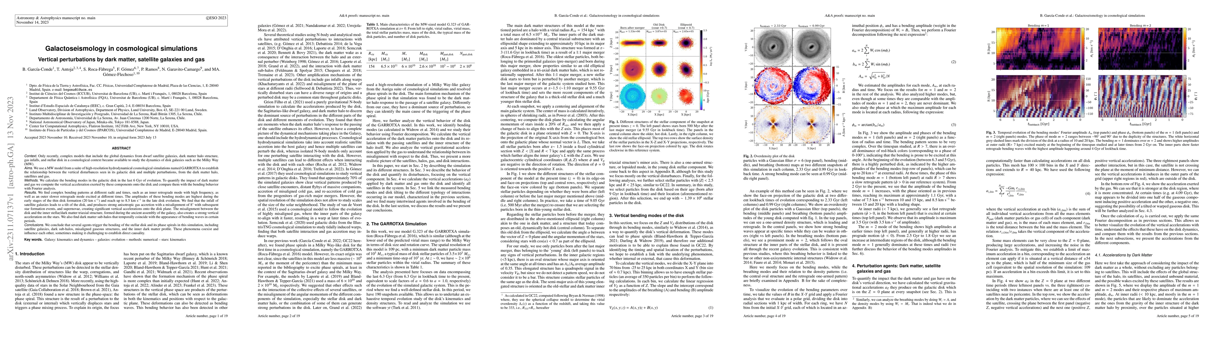 Thumbnail for Galactoseismology in cosmological simulations: Vertical perturbations by
  dark matter, satellite galaxies and gas