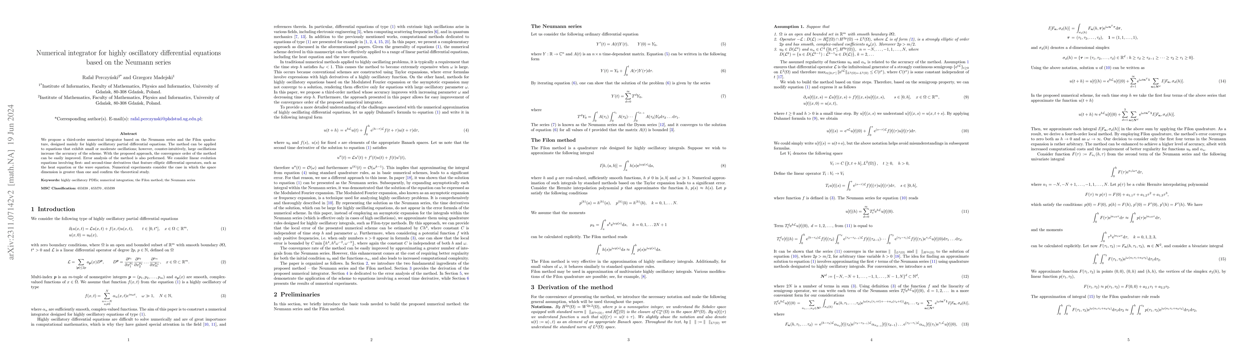 Thumbnail for Numerical integrator for highly oscillatory differential equations based
  on the Neumann series