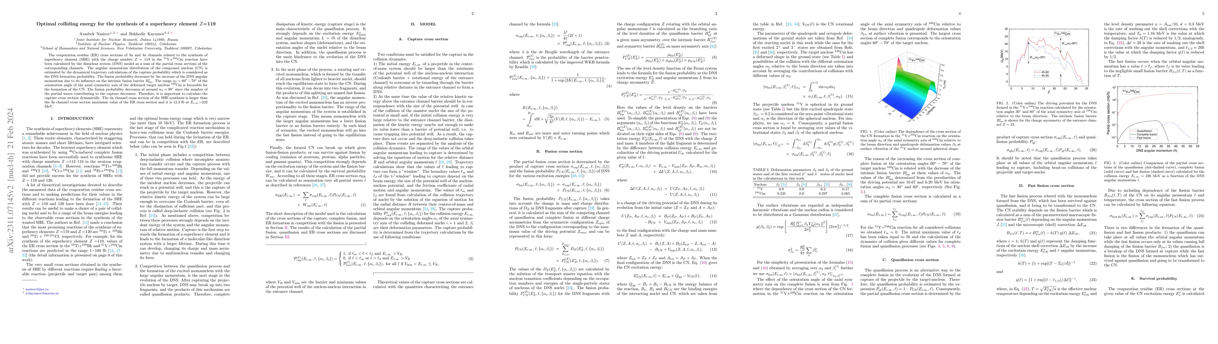 Thumbnail for Optimal colliding energy for the synthesis of superheavy element $Z$=119