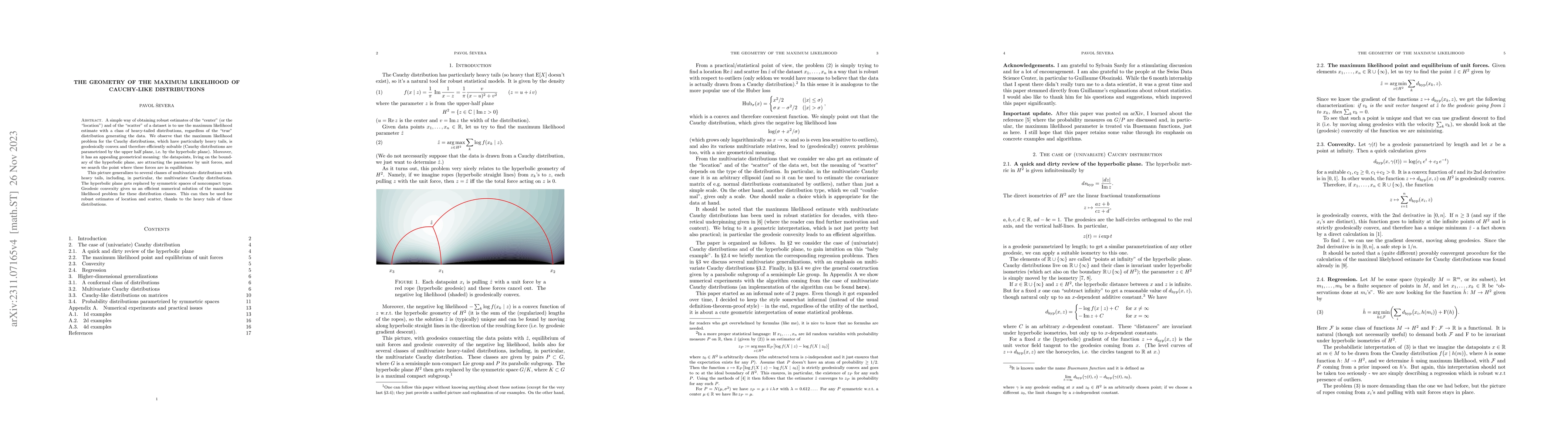 Thumbnail for The geometry of the maximum likelihood of Cauchy-like distributions