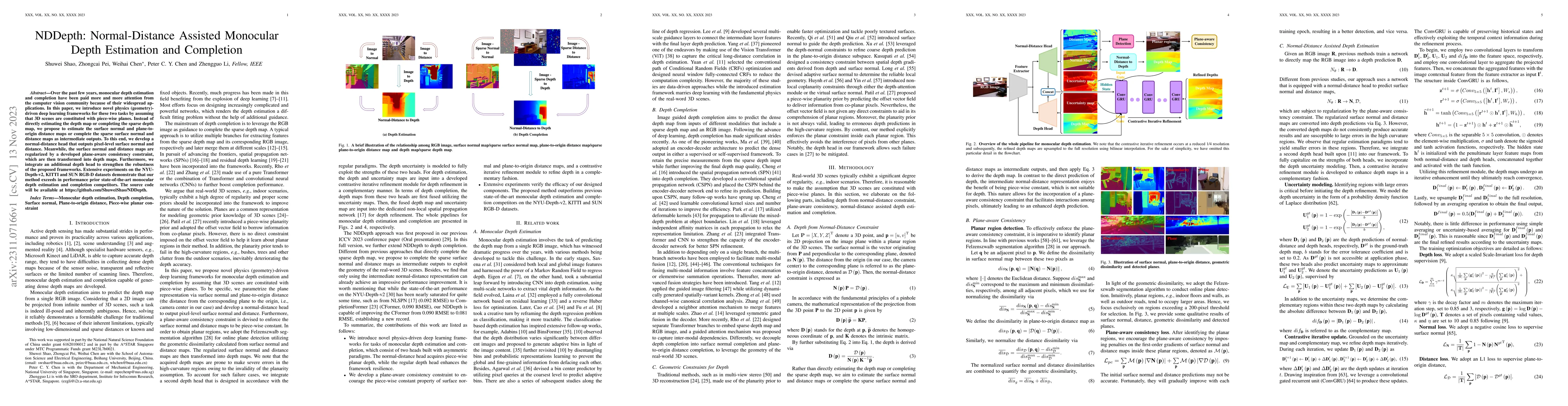 Thumbnail for NDDepth: Normal-Distance Assisted Monocular Depth Estimation and
  Completion