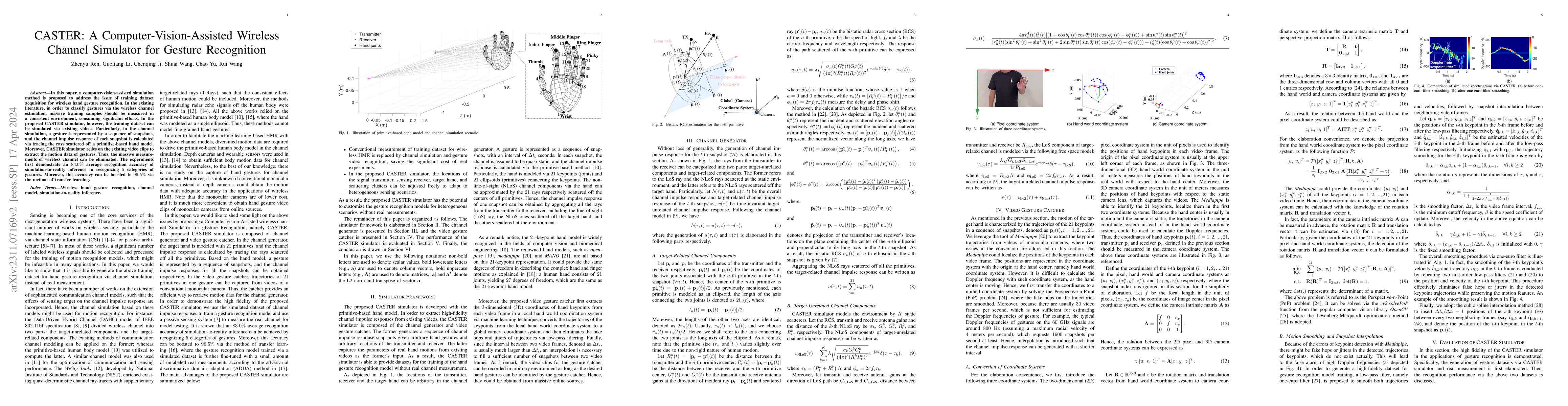 Thumbnail for CASTER: A Computer-Vision-Assisted Wireless Channel Simulator for
  Gesture Recognition