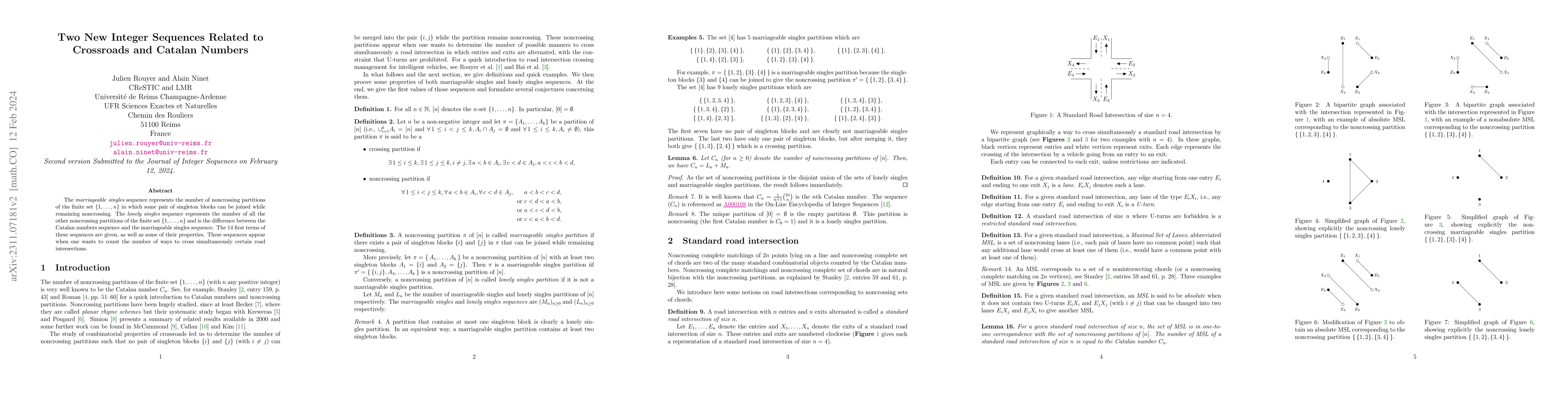 Thumbnail for Two New Integer Sequences Related to Crossroads and Catalan Numbers