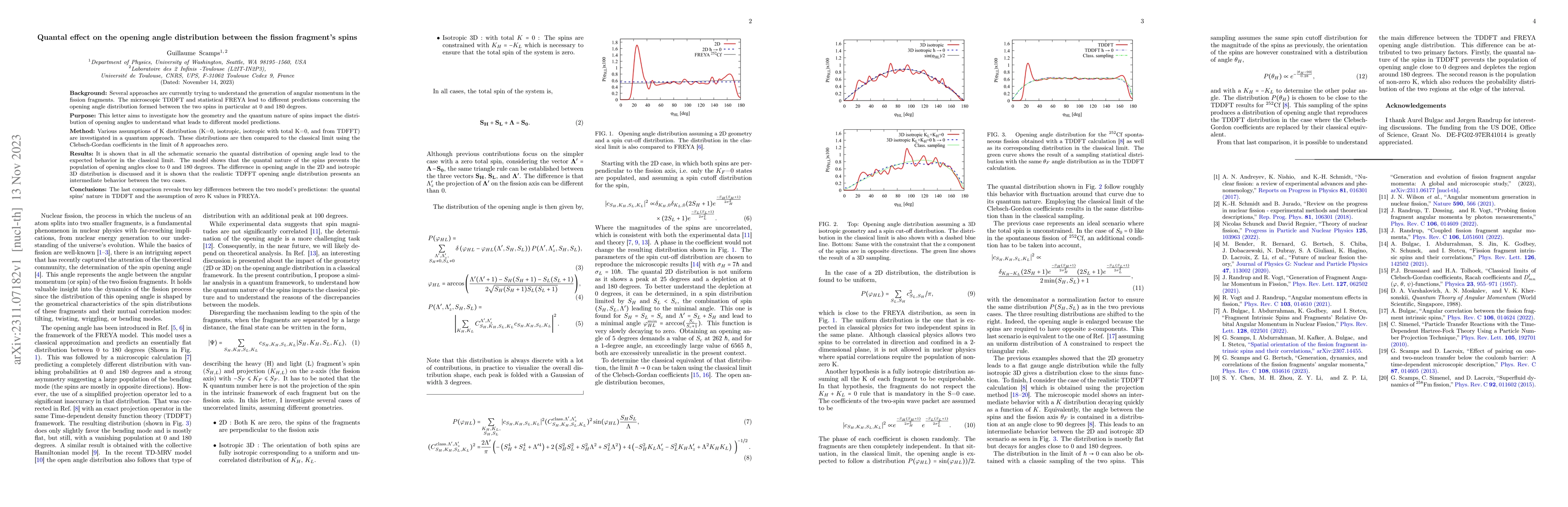 Thumbnail for Quantal effect on the opening angle distribution between the fission
  fragment's spins