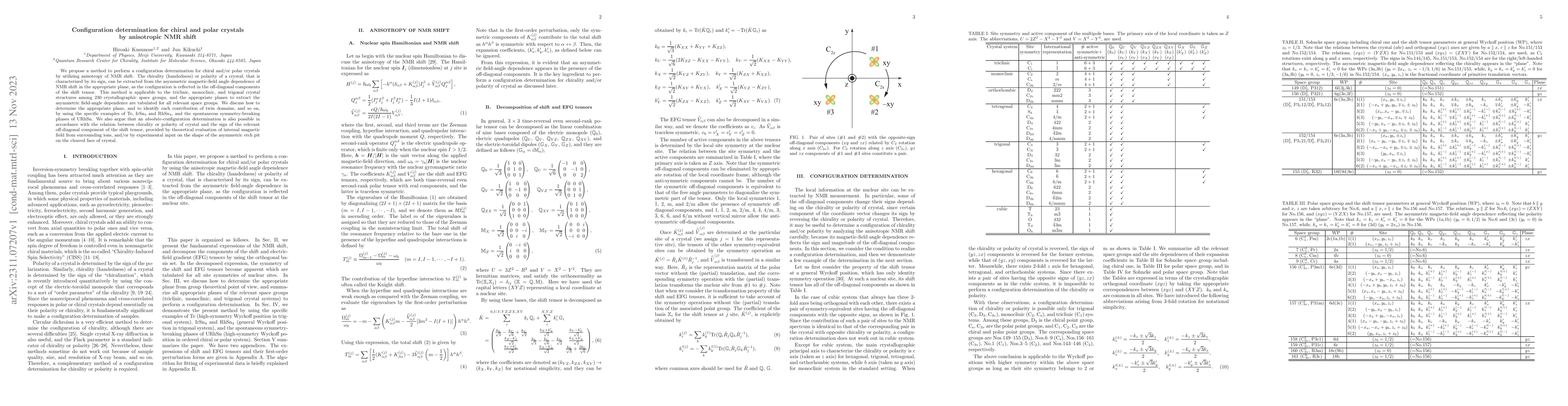 Thumbnail for Configuration determination for chiral and polar crystals by anisotropic
  NMR shift