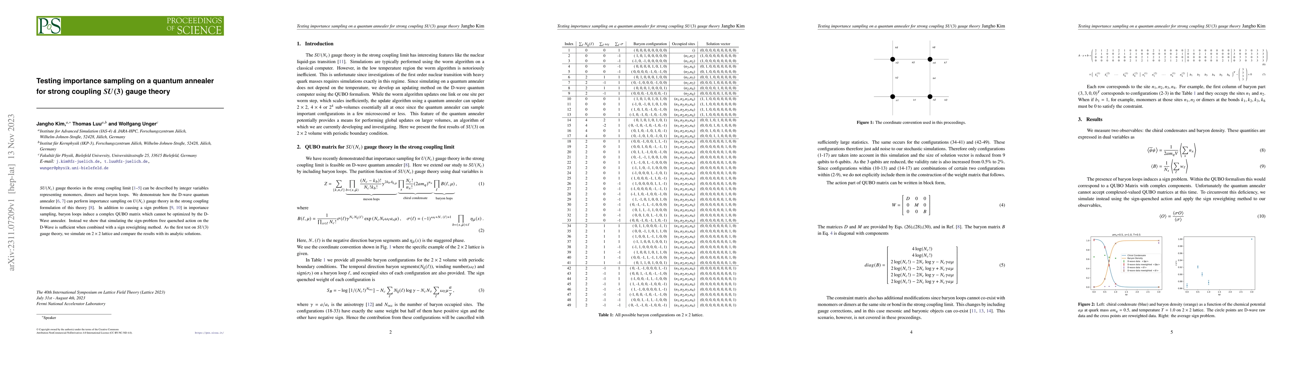 Thumbnail for Testing importance sampling on a quantum annealer for strong coupling
  SU(3) gauge theory