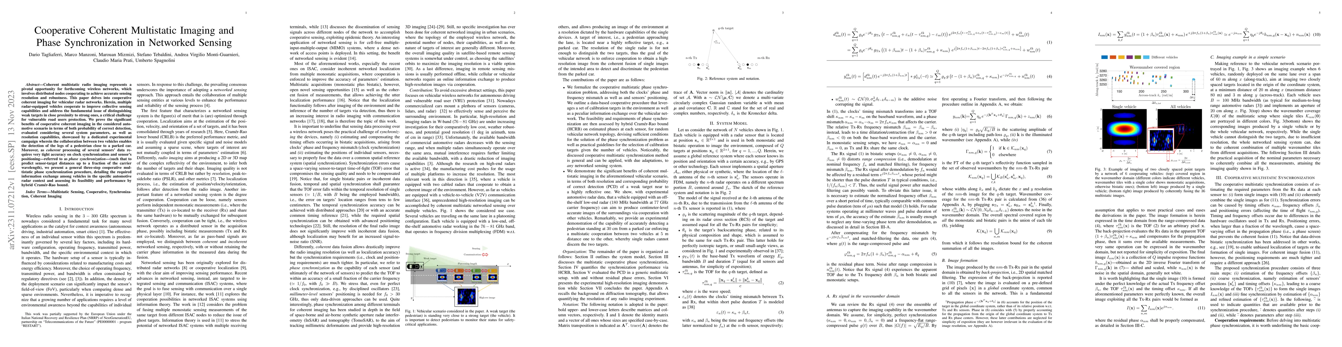 Thumbnail for Cooperative Coherent Multistatic Imaging and Phase Synchronization in
  Networked Sensing