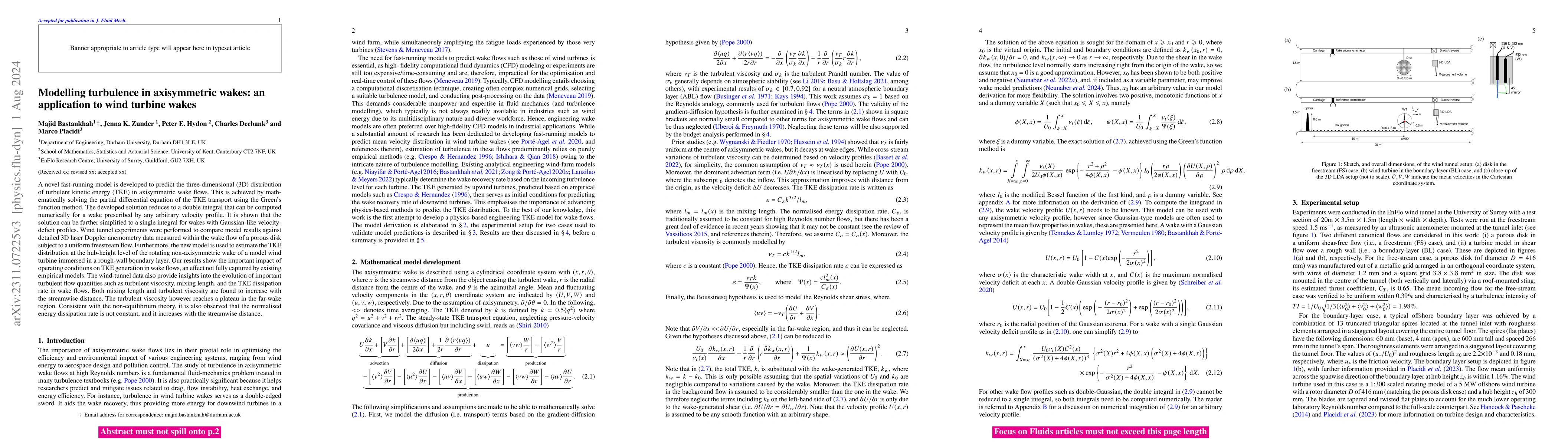 Thumbnail for Modelling turbulence in axisymmetric wakes: an application to wind
  turbine wakes