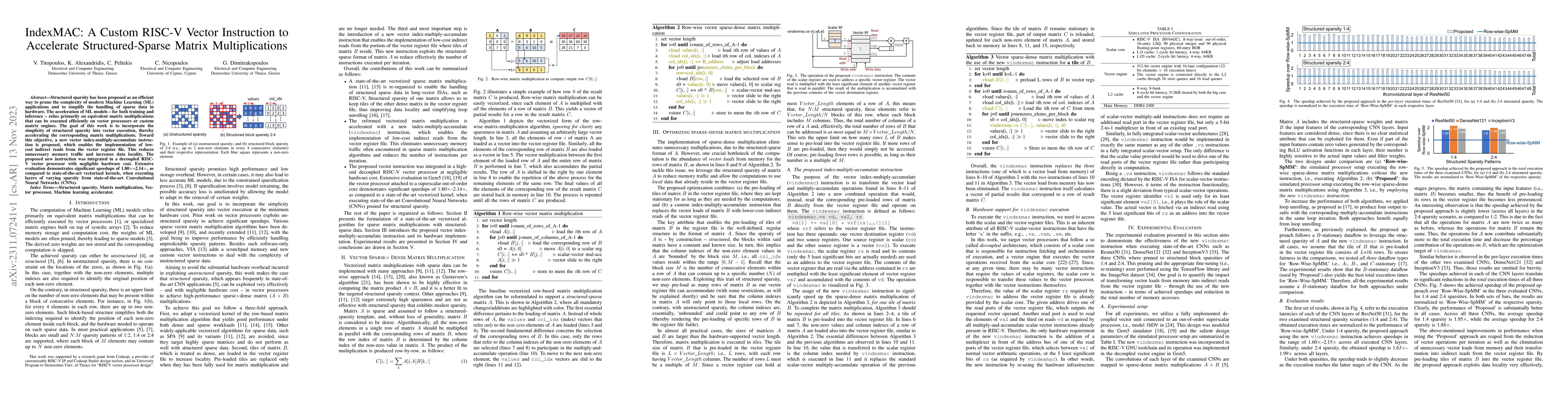 Thumbnail for IndexMAC: A Custom RISC-V Vector Instruction to Accelerate
  Structured-Sparse Matrix Multiplications