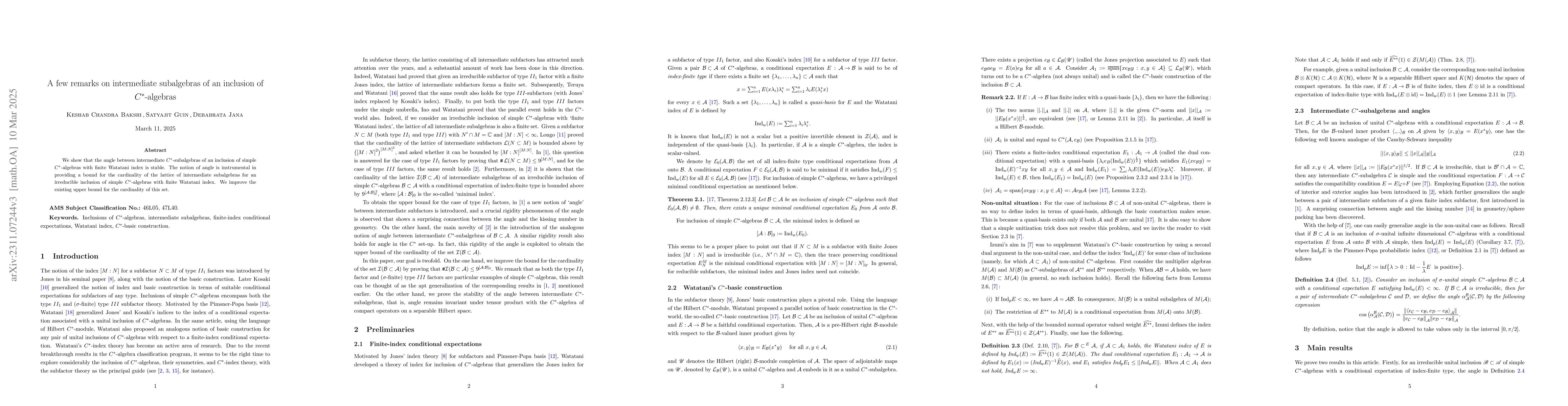 Thumbnail for A few remarks on intermediate subalgebras of an inclusion of
  $C^*$-algebras