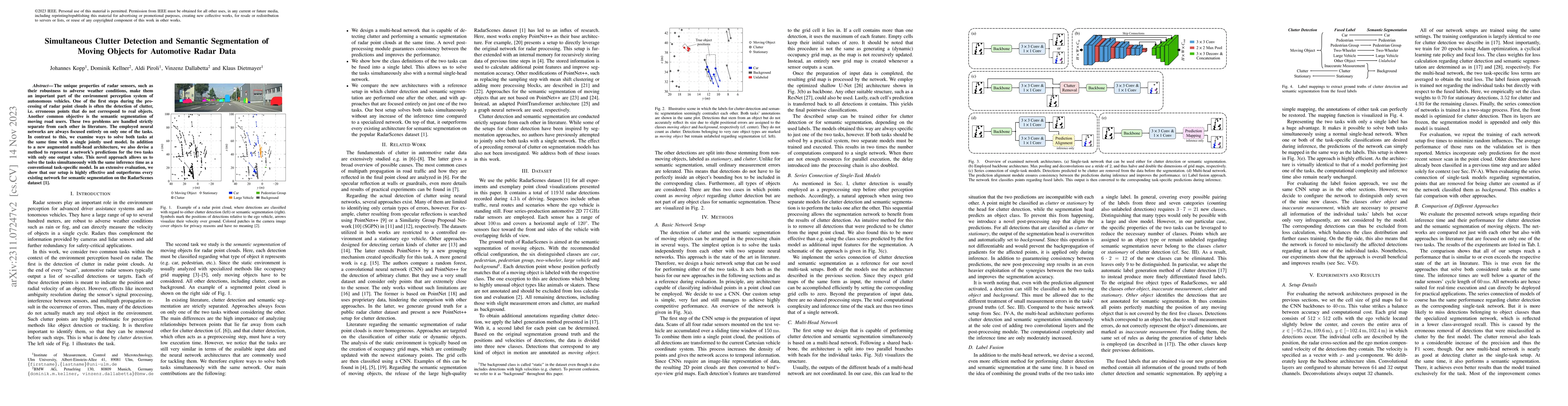Thumbnail for Simultaneous Clutter Detection and Semantic Segmentation of Moving
  Objects for Automotive Radar Data
