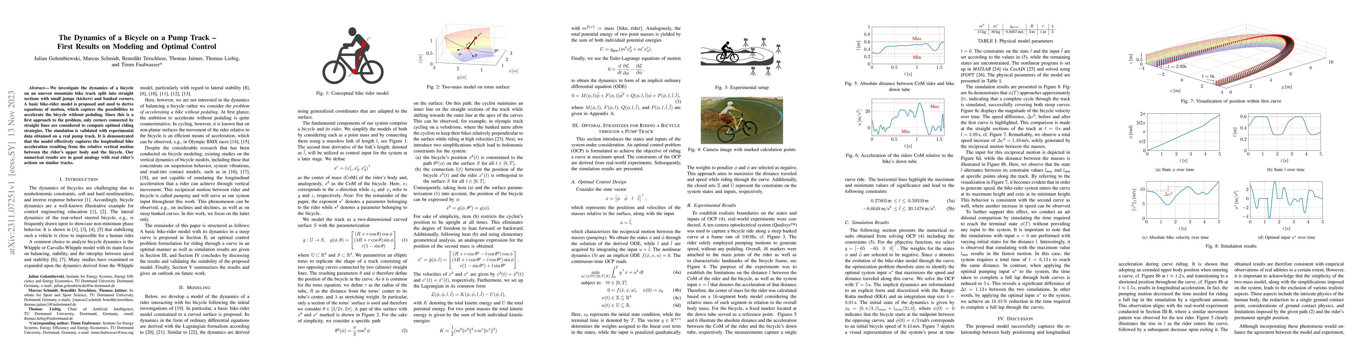 Thumbnail for The Dynamics of a Bicycle on a Pump Track -- First Results on Modeling
  and Optimal Control